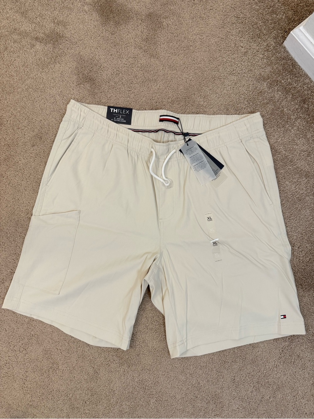 Tommy Hilfiger TH Flex Cream/Off white Drawstring XL Shorts NWT